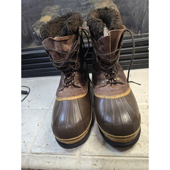 Sorel Dominator Boots Snow Winter Waterproof Brown Leather Rubber Mens Size 10 - Picture 1 of 16